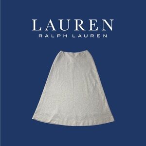 Lauren Ralph Lauren Wool Blend A-Line Heather Gray Maxi Skirt Stretch Soft Lined